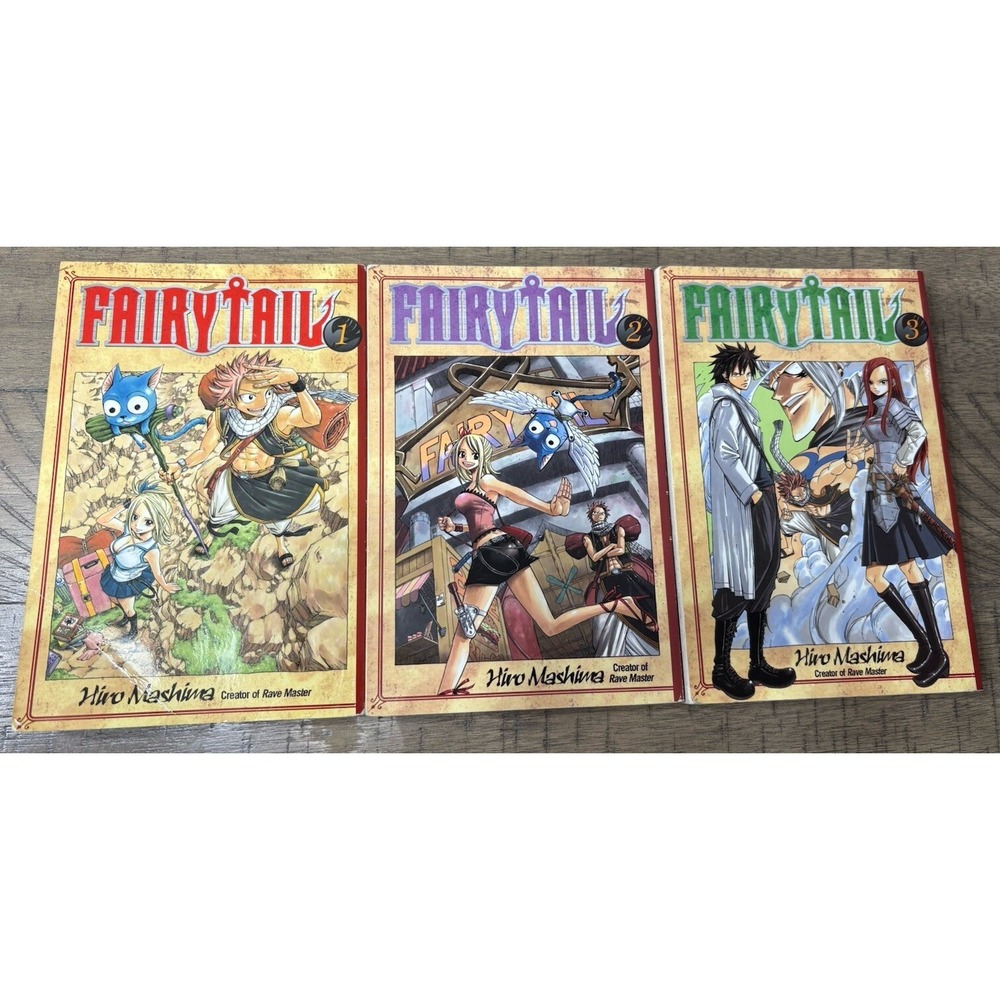Fairy Tail Book 1, 2, & 3 by Hiro Mashima (English) Paperback Books Lot Manga‎